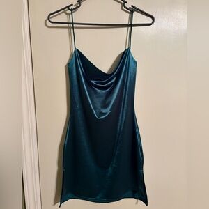 Emerald mini slip dress